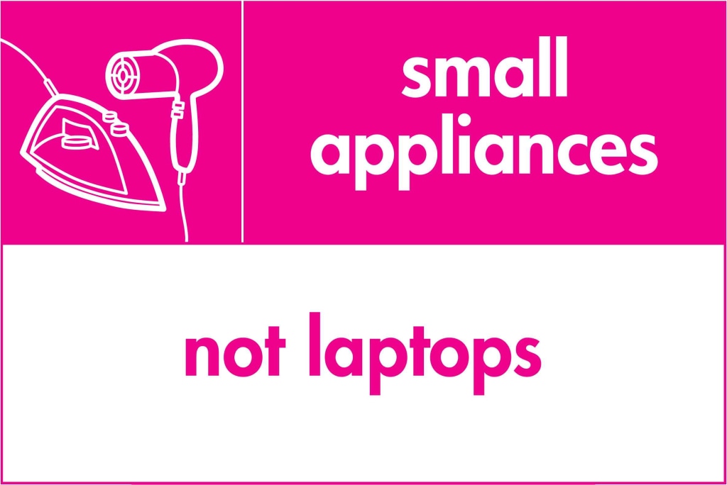 small appliances not laptops - Safety Decals Ltd