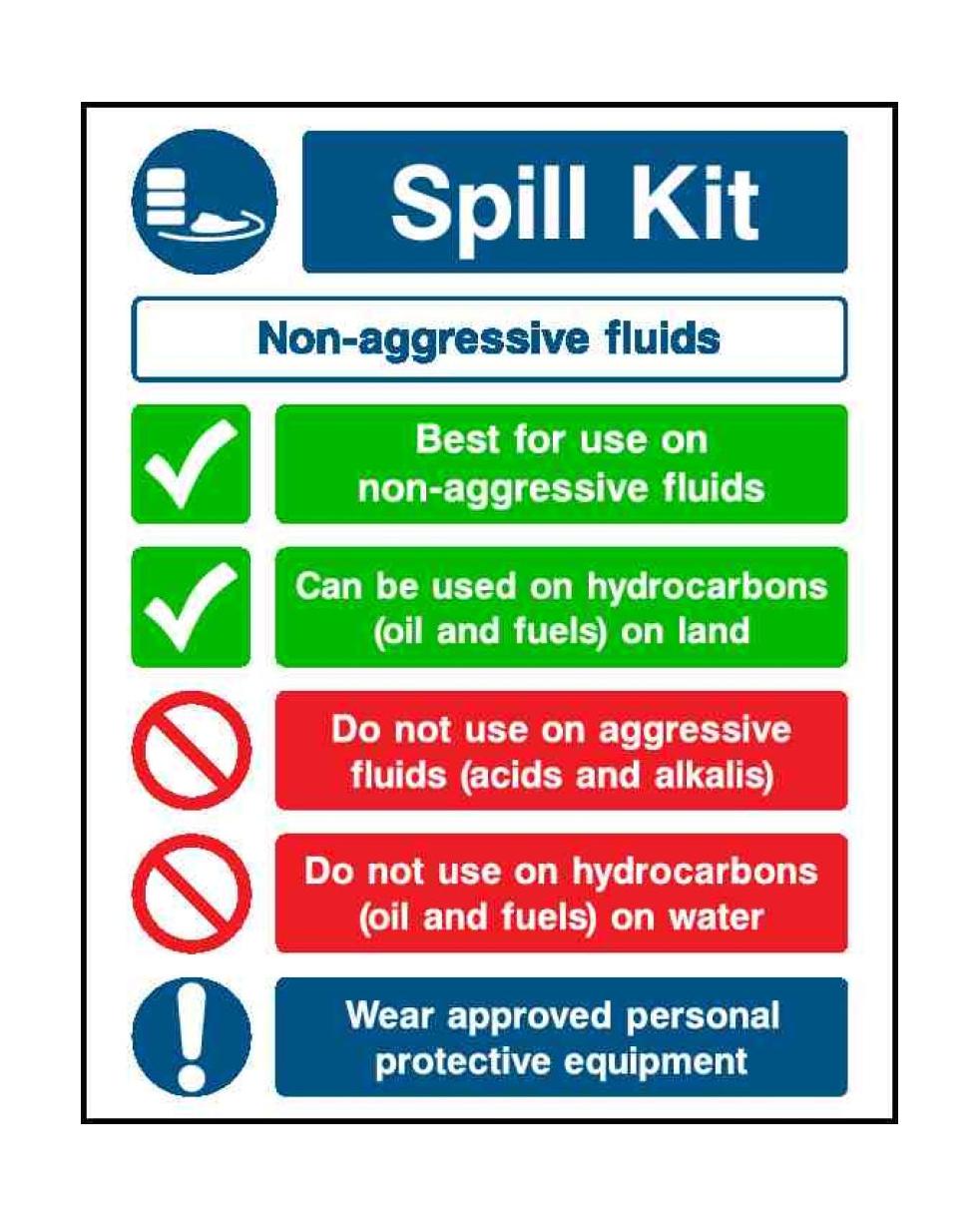 00 Spill Kit Non-aggressive fluids Best for use on| Garage Safety Sign