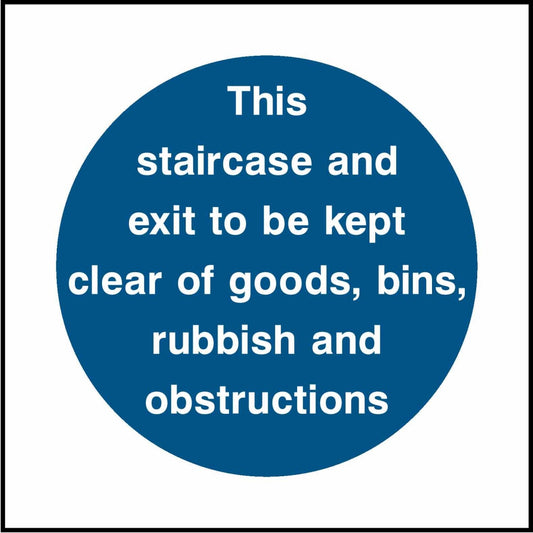 Fire Prevention - Staircase Kept Clear - Safety Decals Ltd