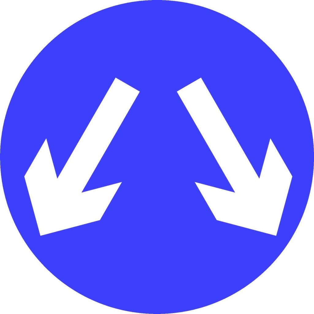 vehicles may pass either side - Safety Decals Ltd