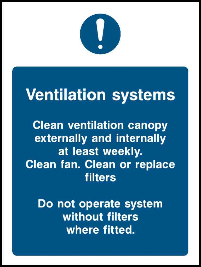 Ventilation Systems Clean Ventilation Canopy Externally And Internally At Least Weekly