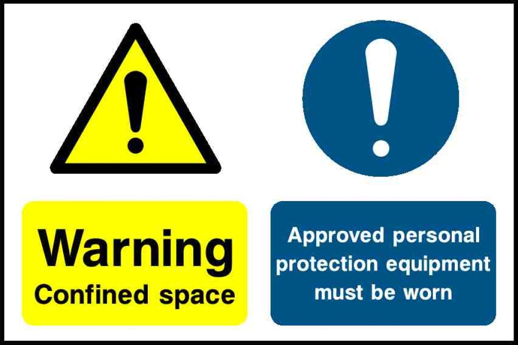 Warning Confined space Approved personal protection equipment must be worn - Safety Decals Ltd
