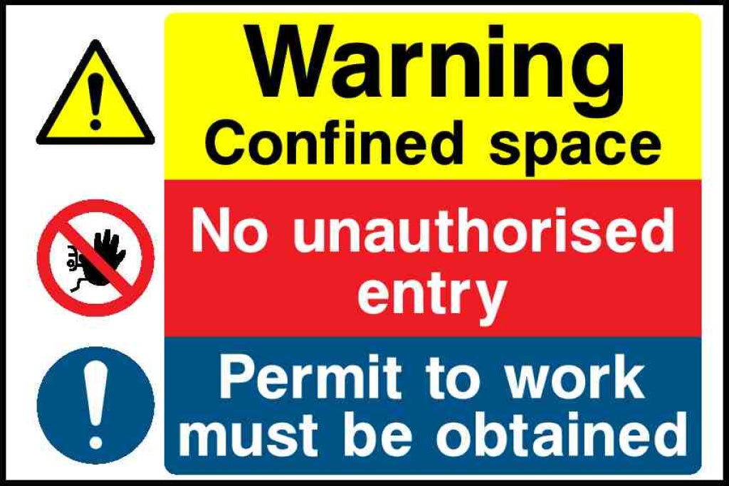 Warning Confined space No unauthorised entry - Safety Decals Ltd