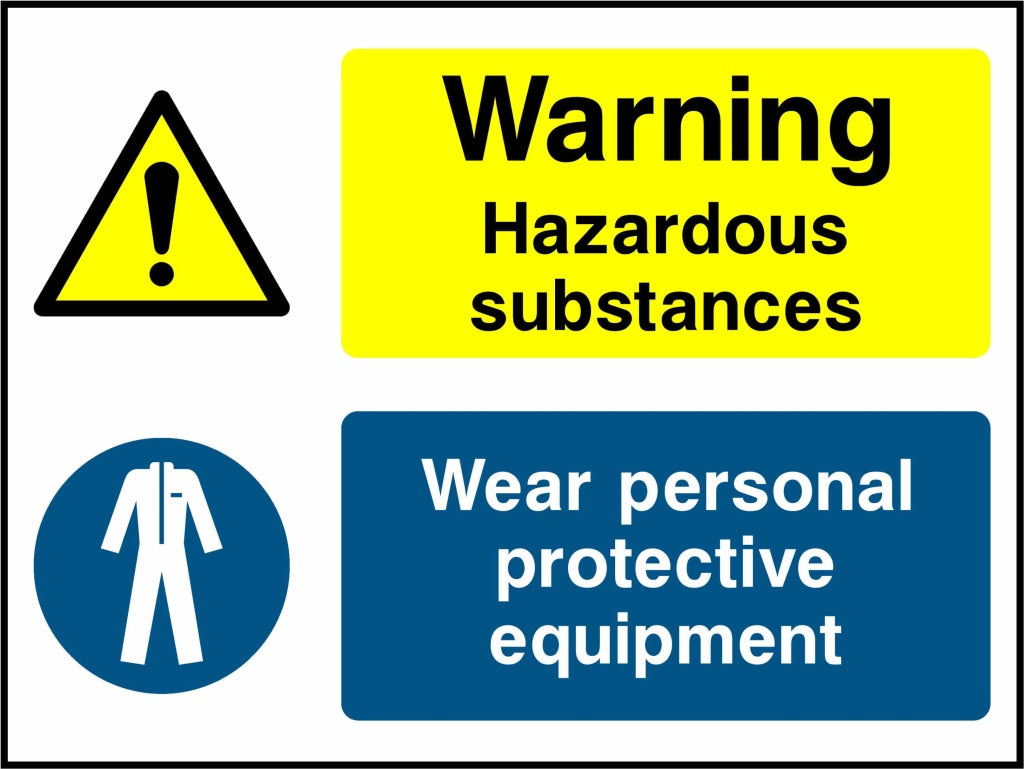 Warning Hazardous substances Wear PPE - Safety Decals Ltd