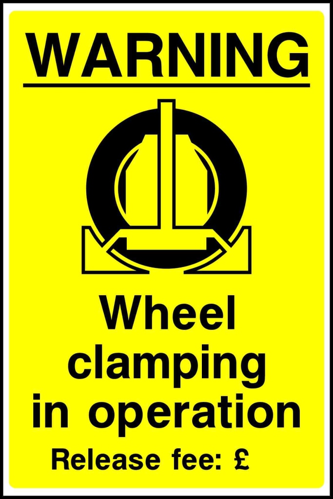 WARNING Wheel clamping in operation Release fee: - Safety Decals Ltd