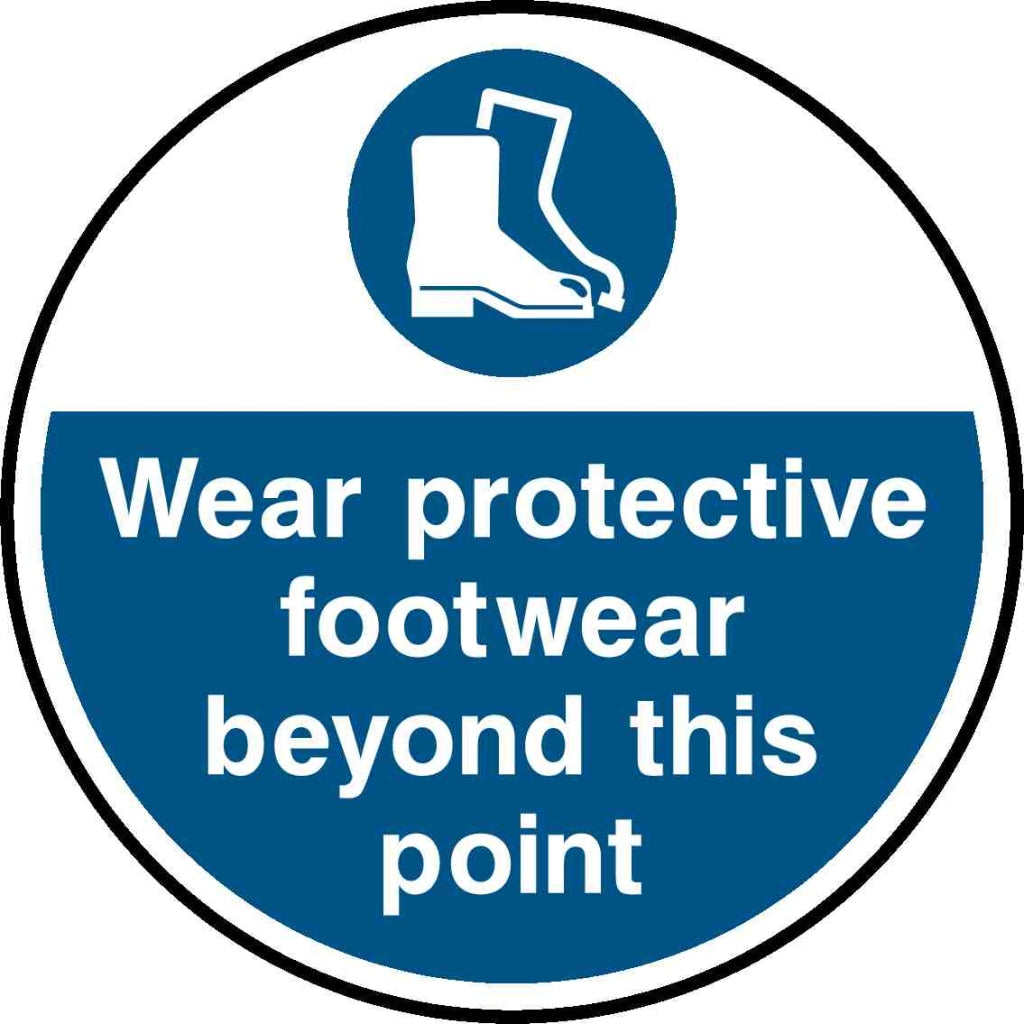 Wear protective footwear beyond this point - Safety Decals Ltd