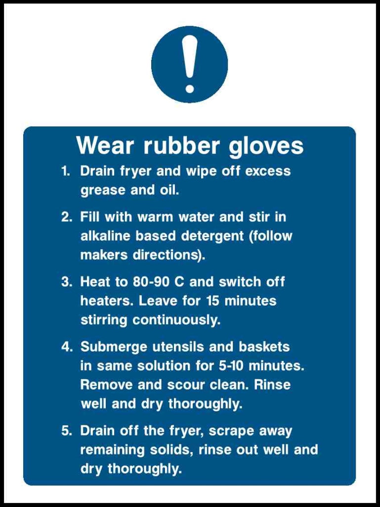 Wear Rubber Gloves Drain Fryer And Wipe Off Excess Grease Oil