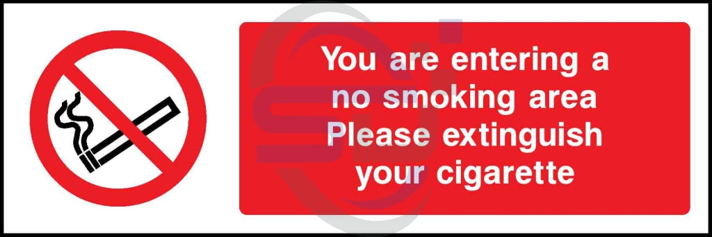 You are entering a no smoking area Please extinguish your cigarette - Safety Decals Ltd